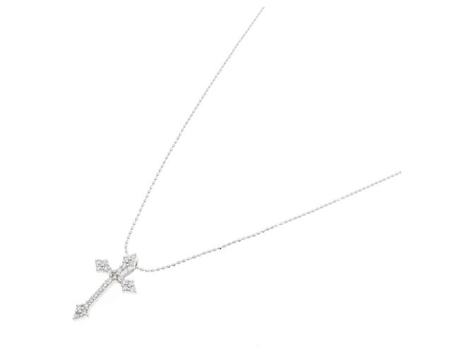 Autre Marque Collana con Croce in Diamanti in Oro Bianco Au750 Argento - vista 2