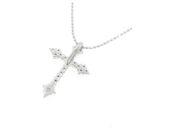 Autre Marque Collana con Croce in Diamanti in Oro Bianco Au750 Argento - vista 4