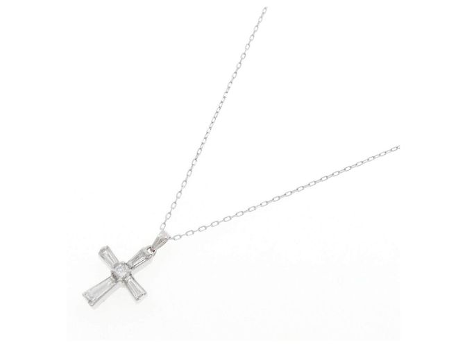 Autre Marque Collana con Croce in Diamanti in Oro Bianco Au750 Argento - vista 2
