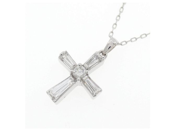 Autre Marque Collana con Croce in Diamanti in Oro Bianco Au750 Argento - vista 3