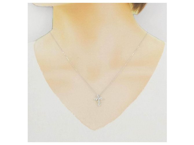 Autre Marque Collana Cross Diamond in Au750 Argento - vista 6