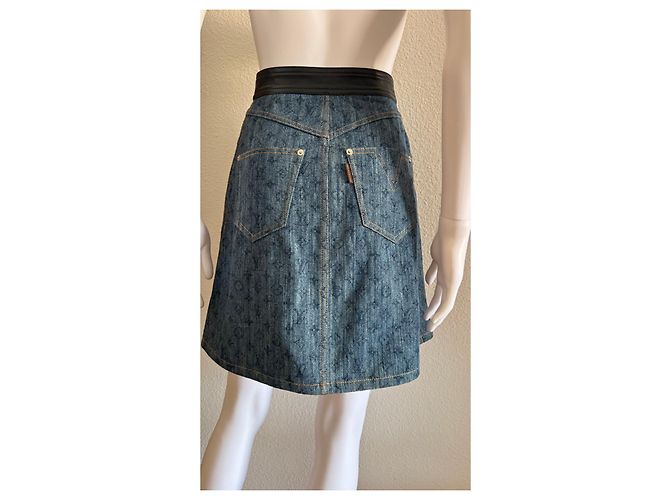 Minifalda de denim Monogram Louis Vuitton Azul - vista 2