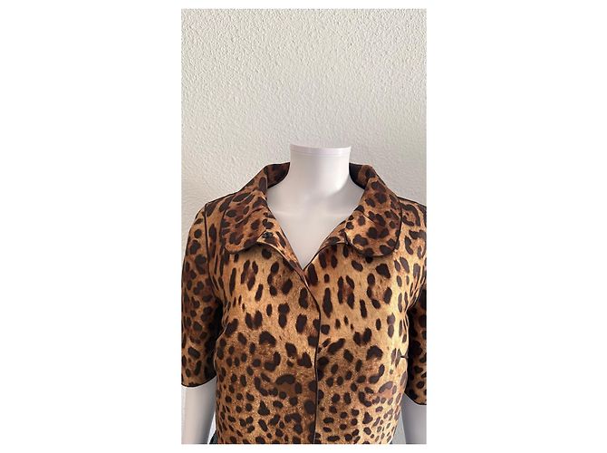 Chaqueta corta Dolce & Gabbana con estampado de leopardo Castaño - vista 3