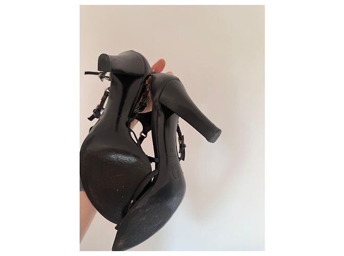 Dior Bondage Schwarze Leder-Sandaletten - Ansicht 5