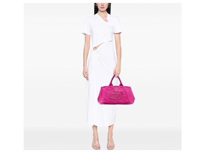 Prada Pink Canvas Canapa Logo Tote - Ansicht 6