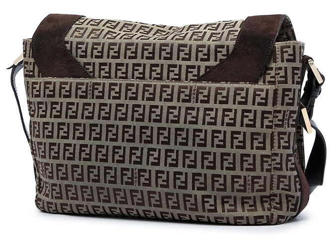 Borsa a tracolla Fendi in tela Zucchino beige - vista 2