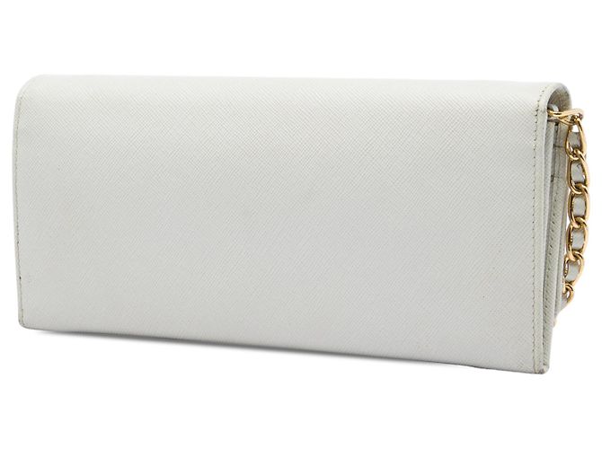 Portafoglio con catena Prada White Saffiano Lux Bianco - vista 2
