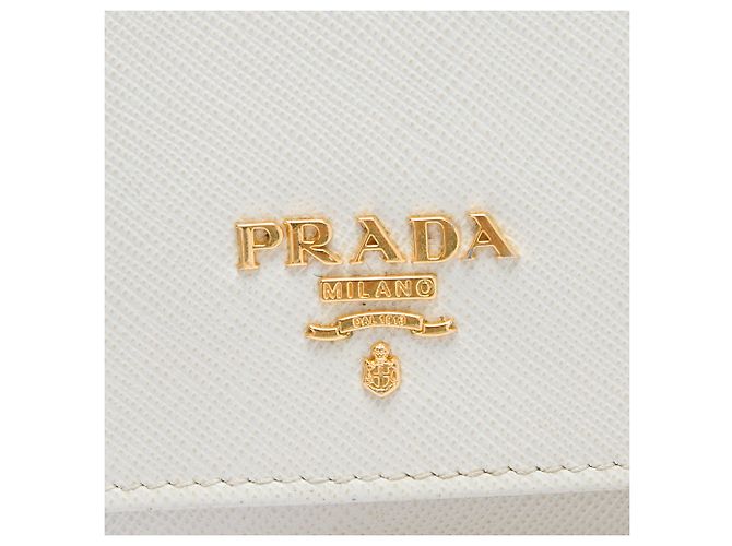 Portafoglio con catena Prada White Saffiano Lux Bianco - vista 5
