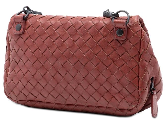 Bottega Veneta Borsa a tracolla mini in nappa rossa con intreccio e catena estensibile Rosso - vista 2