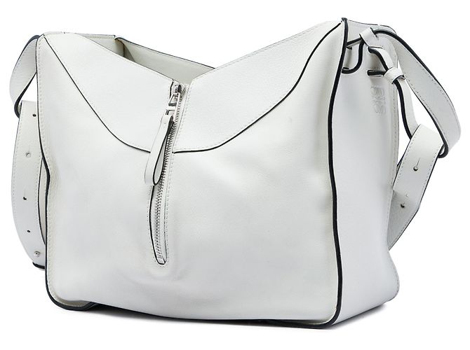 Borsa Hammock in pelle di vitello granulata bianca LOEWE Small Bianco - vista 2