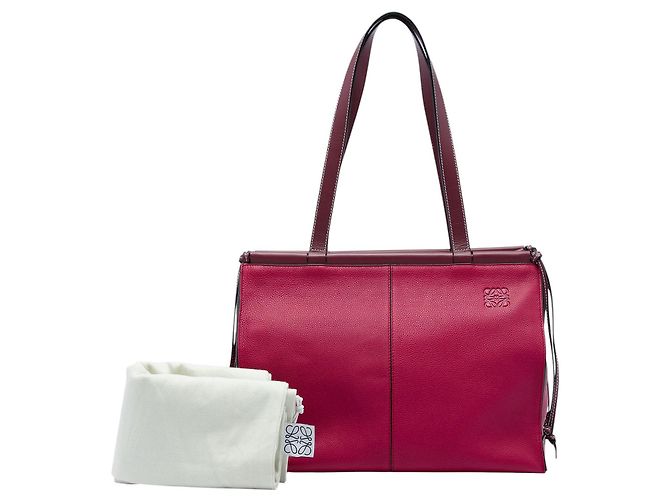 Borsa Tote LOEWE Red Medium Leather Cushion Rosso - vista 7
