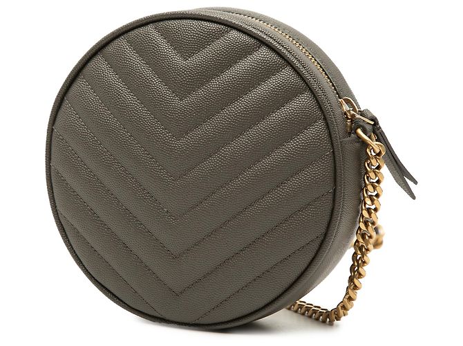 Saint Laurent Round Vinyle Camera Bag Chevron Grain De Poudre Grau Braun Anthrazitgrau - Ansicht 2