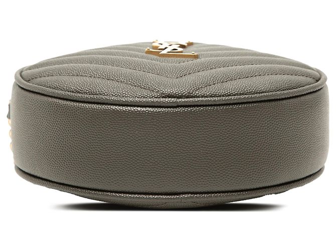 Saint Laurent Round Vinyle Camera Bag Chevron Grain De Poudre Grau Braun Anthrazitgrau - Ansicht 3