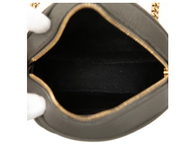 Saint Laurent Round Vinyle Camera Bag Chevron Grain De Poudre Grau Braun Anthrazitgrau - Ansicht 4