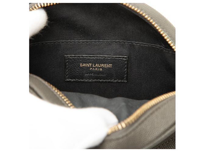 Saint Laurent Round Vinyle Camera Bag Chevron Grain De Poudre Grau Braun Anthrazitgrau - Ansicht 5
