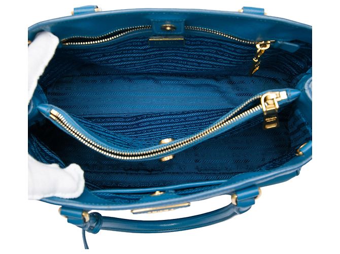 Borsa Prada Blue Medium Saffiano Lux Galleria Satchel Turchese - vista 4