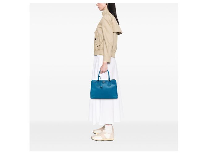Borsa Prada Blue Medium Saffiano Lux Galleria Satchel Turchese - vista 6