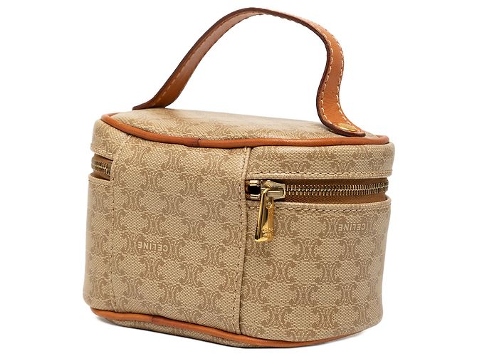 Céline Borsa Vanity Celine Mini Macadam in tela rivestita beige - vista 2