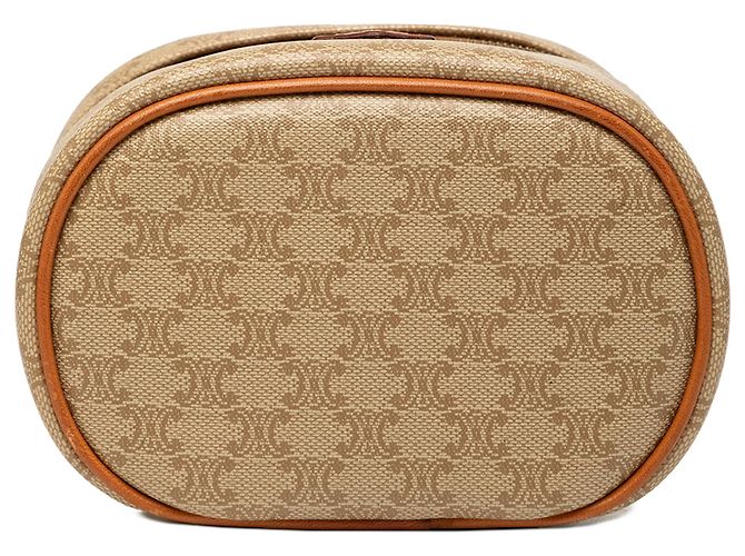 Céline Borsa Vanity Celine Mini Macadam in tela rivestita beige - vista 3