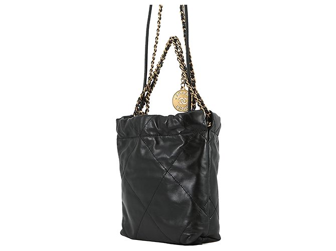 Chanel Black Mini Shiny Calfskin 22 Handbag - view 2