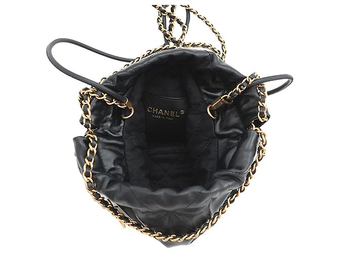 Chanel Black Mini Shiny Calfskin 22 Handbag - view 4