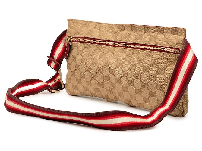 Borsa a tracolla Gucci Beige GG Canvas Web Double Pocket - vista 2