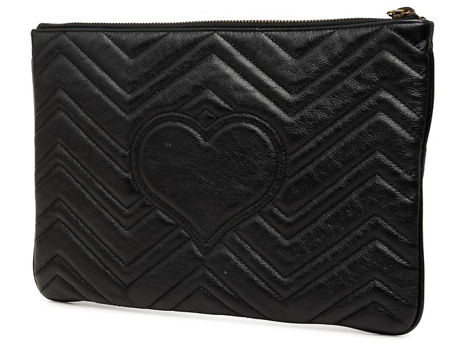 Clutch Gucci Black GG Marmont in pelle Matelasse Nero - vista 2