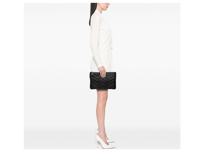 Clutch Gucci Black GG Marmont in pelle Matelasse Nero - vista 6