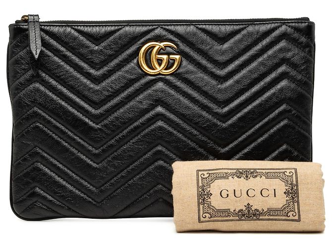 Clutch Gucci Black GG Marmont in pelle Matelasse Nero - vista 7