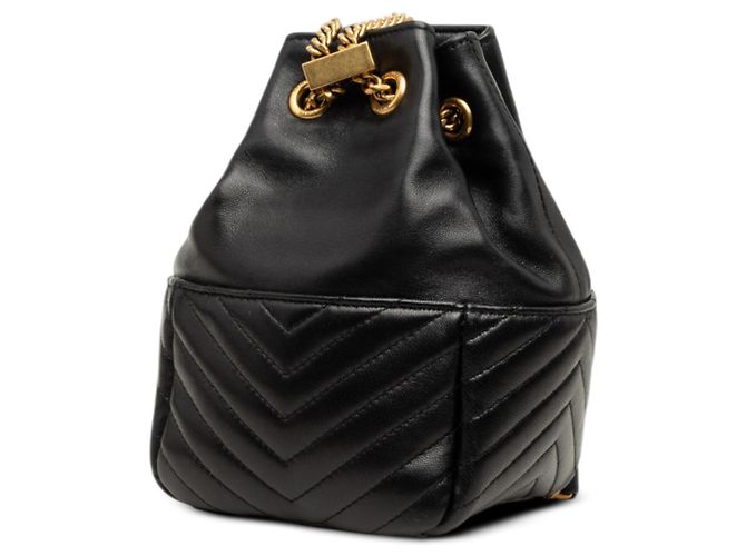 Borsa a secchiello Joe in agnello chevron mini nero Saint Laurent - vista 2