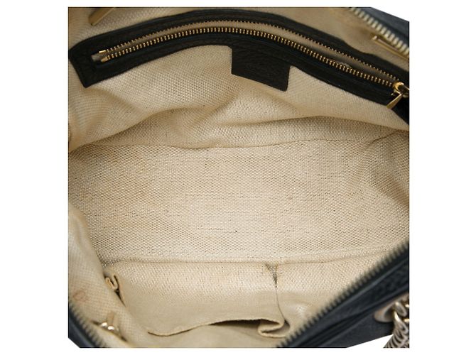 Borsa a Spalla Gucci Black Leather Soho Chain Zip Nero - vista 4
