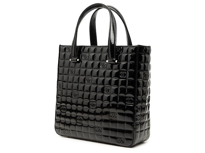 Tote Chanel Black CC Chocolate Bar Patent Nero - vista 2