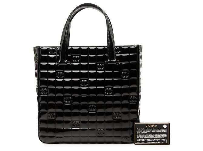 Tote Chanel Black CC Chocolate Bar Patent Nero - vista 8