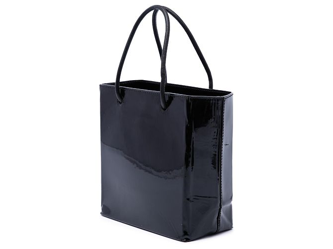 Borsa shopping Balenciaga Black Patent Logo XXS Nero - vista 2