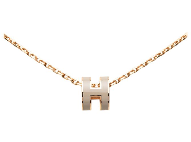 Collana pendente Hermès Mini Pop H in smalto rosa oro rosa D'oro - vista 2