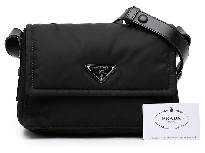 Borsa a tracolla Prada Black Small Re Nylon Trapuntata Traveller Nero - vista 7