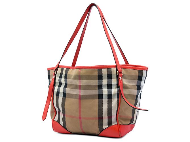 Tote Burberry Brown Small House Check Canvas Bridle Canterbury Marrone Marrone chiaro - vista 2