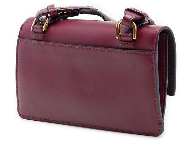 Borsa Baguette Fendi rossa in pelle mini a tracolla Rosso Bordò - vista 2
