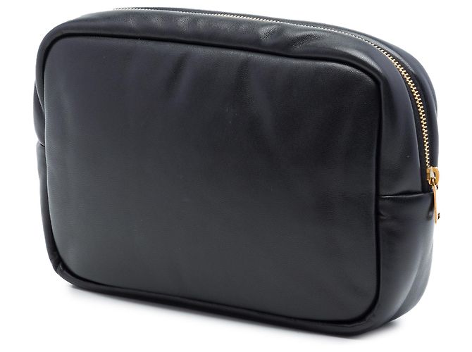 Pochette cosmetica Calypso in agnello imbottito nero con monogramma Saint Laurent, piccola - vista 2