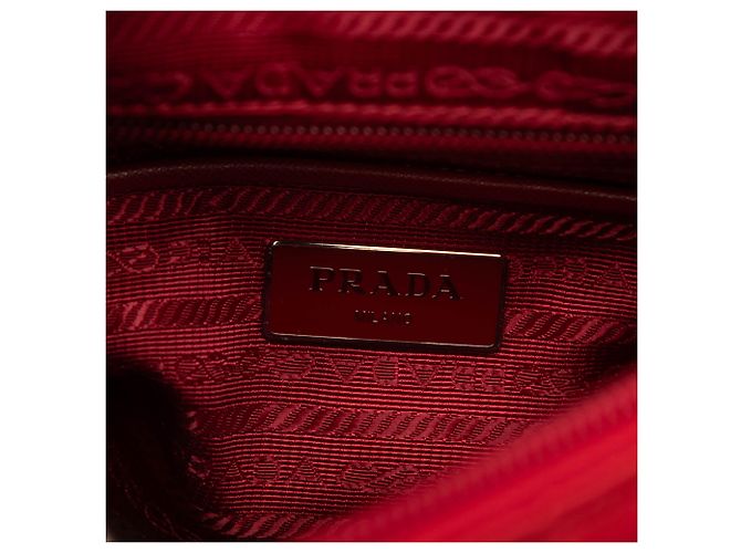 Borsa Messenger Prada Red Saffiano Trimmed Tessuto Zip Buckle Rosso - vista 5