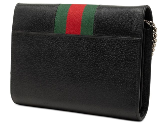 Portafoglio Gucci Dionysus Web Mini in pelle di vitello nera con catena Nero - vista 2