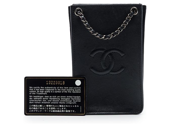 Chanel Schwarzer CC Kalbsleder Handy Crossbody - Ansicht 7