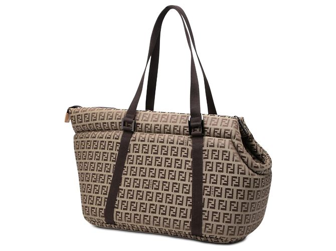 Fendi Beige Zucchino Gefütterte Canvas Tier-Transporttasche - Ansicht 2