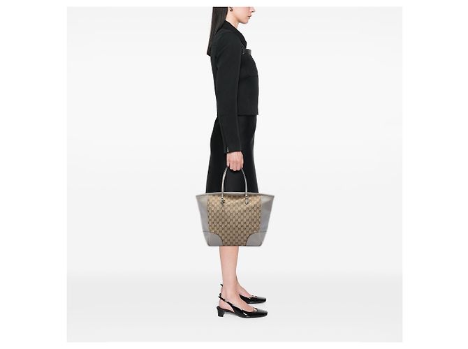 Borsa Tote Bree in tela GG beige e pelle Gucci - vista 5