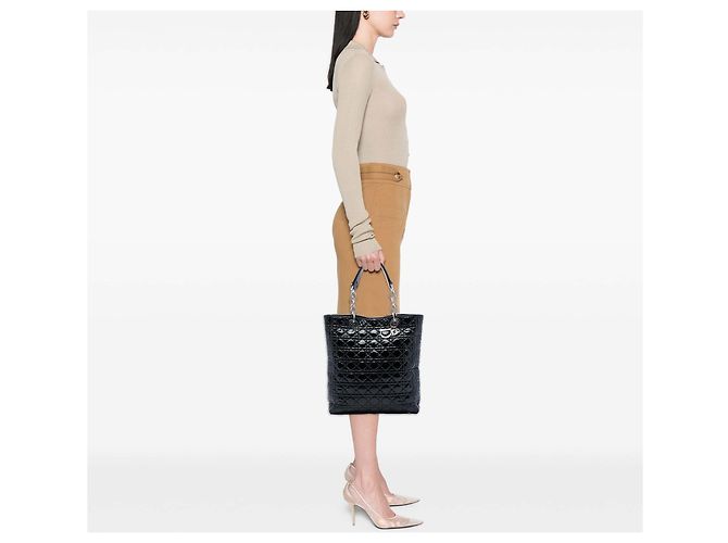 Tote Lady Dior Soft Cannage in vernice nera Dior Nero - vista 6
