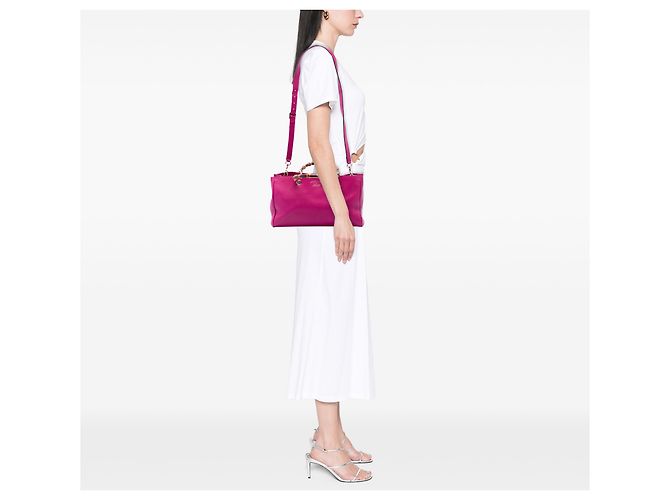 Borsa Gucci Pink Medium Calfskin Bamboo Shopper in pelle di vitello Rosa - vista 6