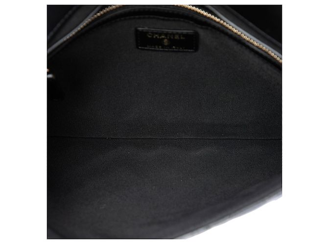 Clutch Chanel Black CC Quilted Patent Flap Nero - vista 4