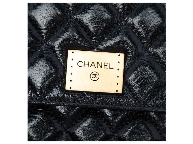 Clutch Chanel Black CC Quilted Patent Flap Nero - vista 5