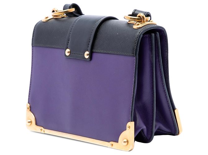 Borsa a tracolla Prada Purple Saffiano Trimmed City Calf Cahier Porpora - vista 2