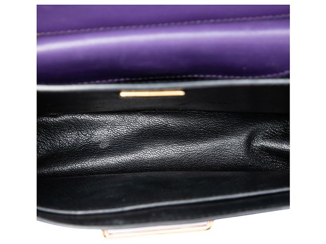 Borsa a tracolla Prada Purple Saffiano Trimmed City Calf Cahier Porpora - vista 4
